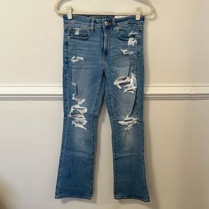 American Eagle Distressed High-Rise Skinny Kick Jeans, Size 6 X-Short, NWT